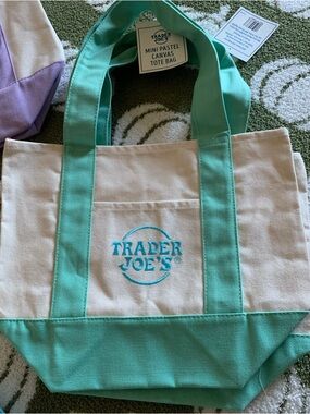 Trader Joe's Mini Pastel Canvas Tote Bag in Mint